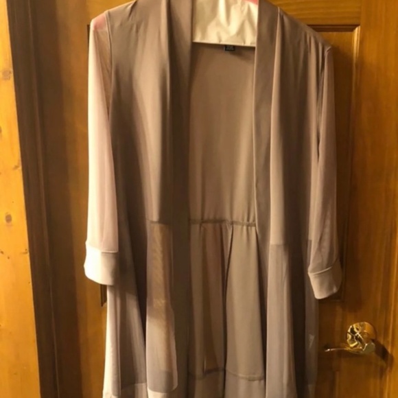 A&M Taupe Sleeveless Dress with 3/4 sleeve sheer shrug. Beautiful dresss - Picture 2 of 4
